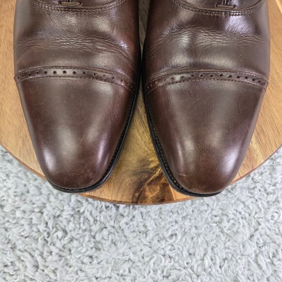 Jack Erwin Brown Leather Business Casual Cap Toe Oxford Dress Shoe Mens 11.5 - Picture 6 of 15